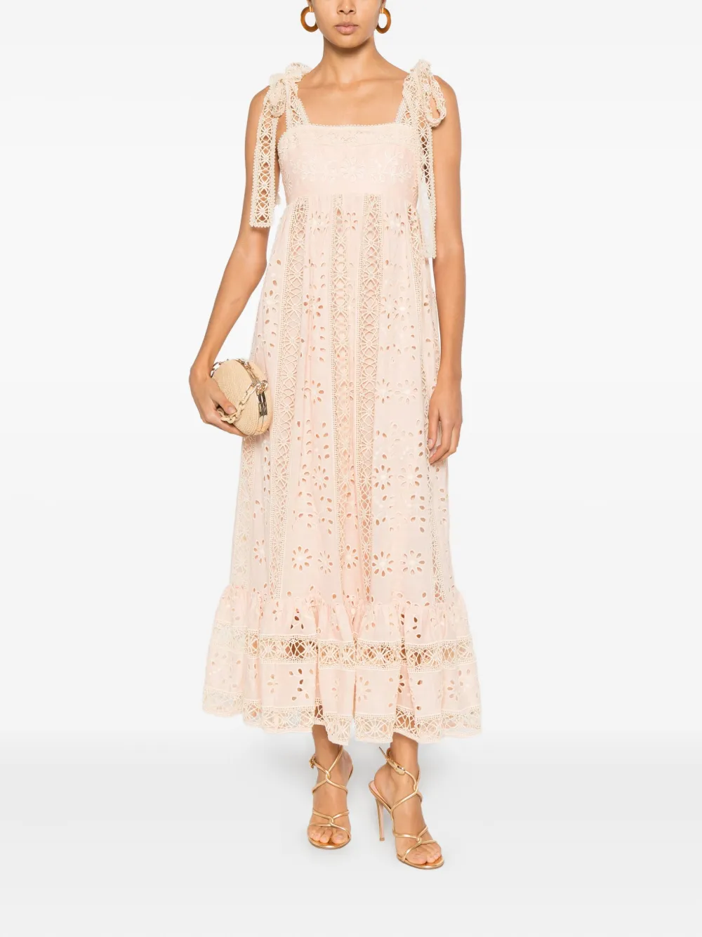 ZIMMERMANN Awaken maxi-jurk verfraaid met ringlets en ruches - Roze