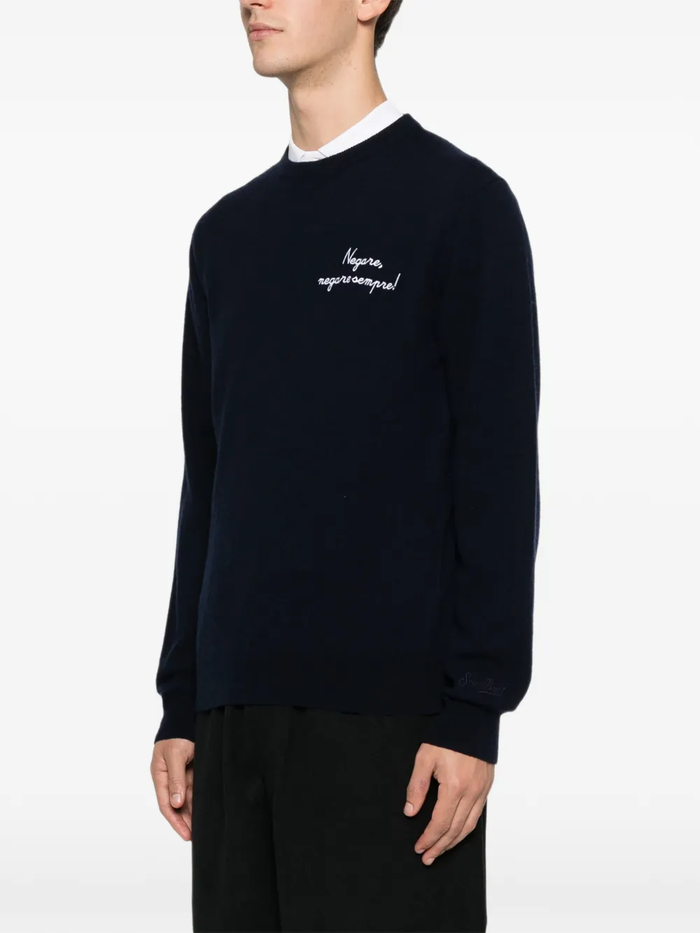 MC2 Saint Barth Heron crew neck embroidered-detail sweater Blauw
