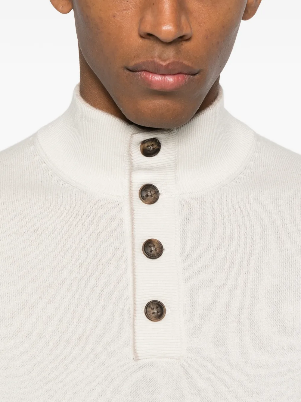 Mc2 Saint Barth Dorian Buttoned High-neck Sweater In White