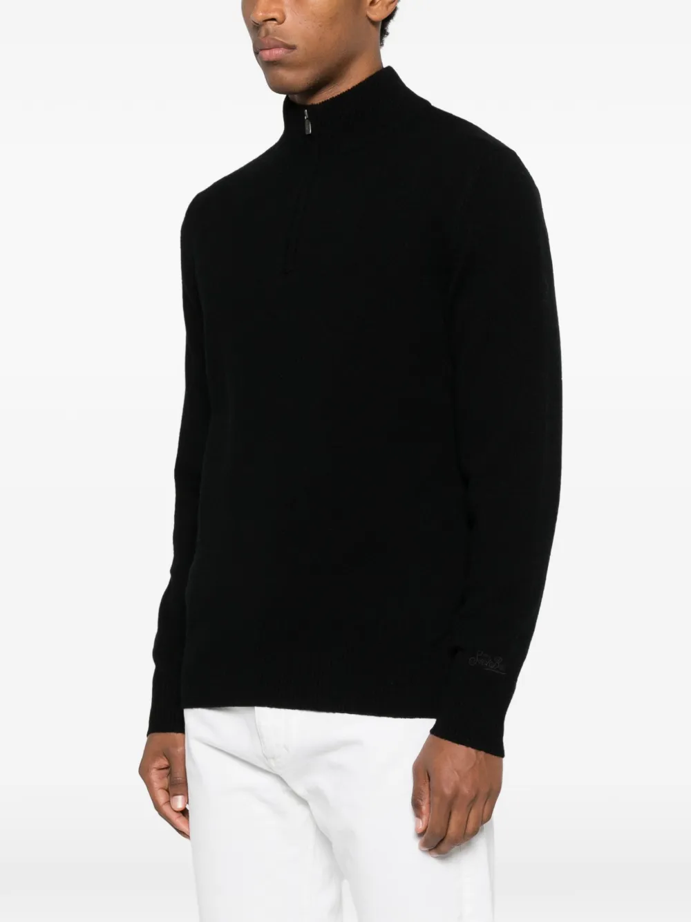 MC2 Saint Barth Trui met rits en hoge hals Zwart