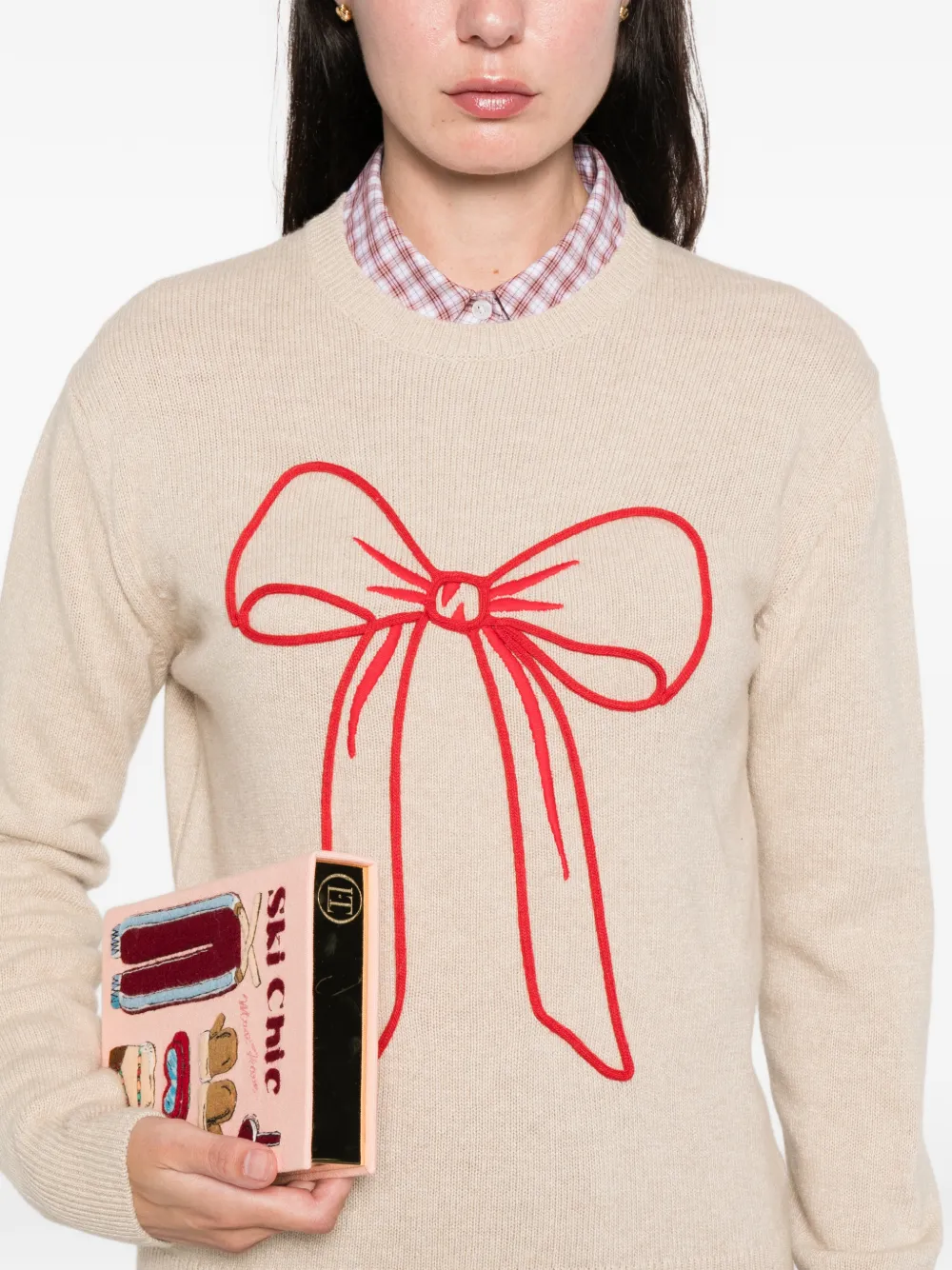 Mc2 Saint Barth New Queen Bow-detail Sweater In Brown