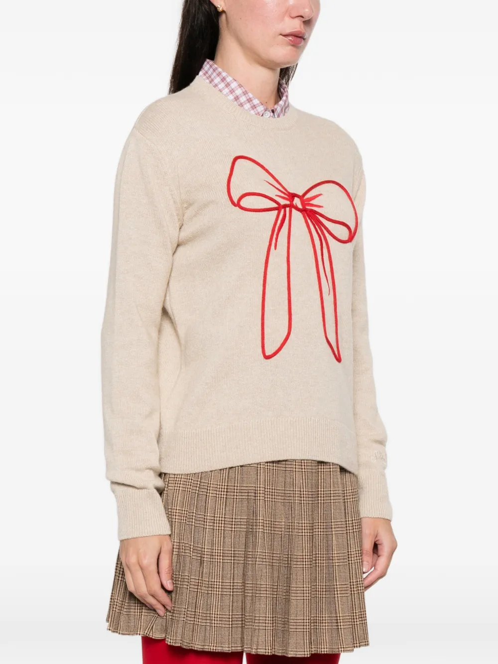 Mc2 Saint Barth New Queen Bow-detail Sweater In Brown