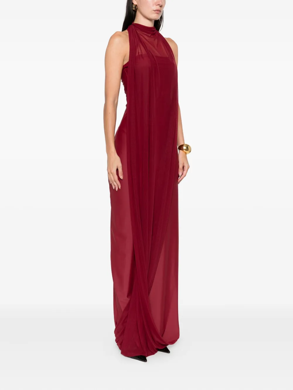 Atu Body Couture Avondjurk met halternek en zijsplit Rood