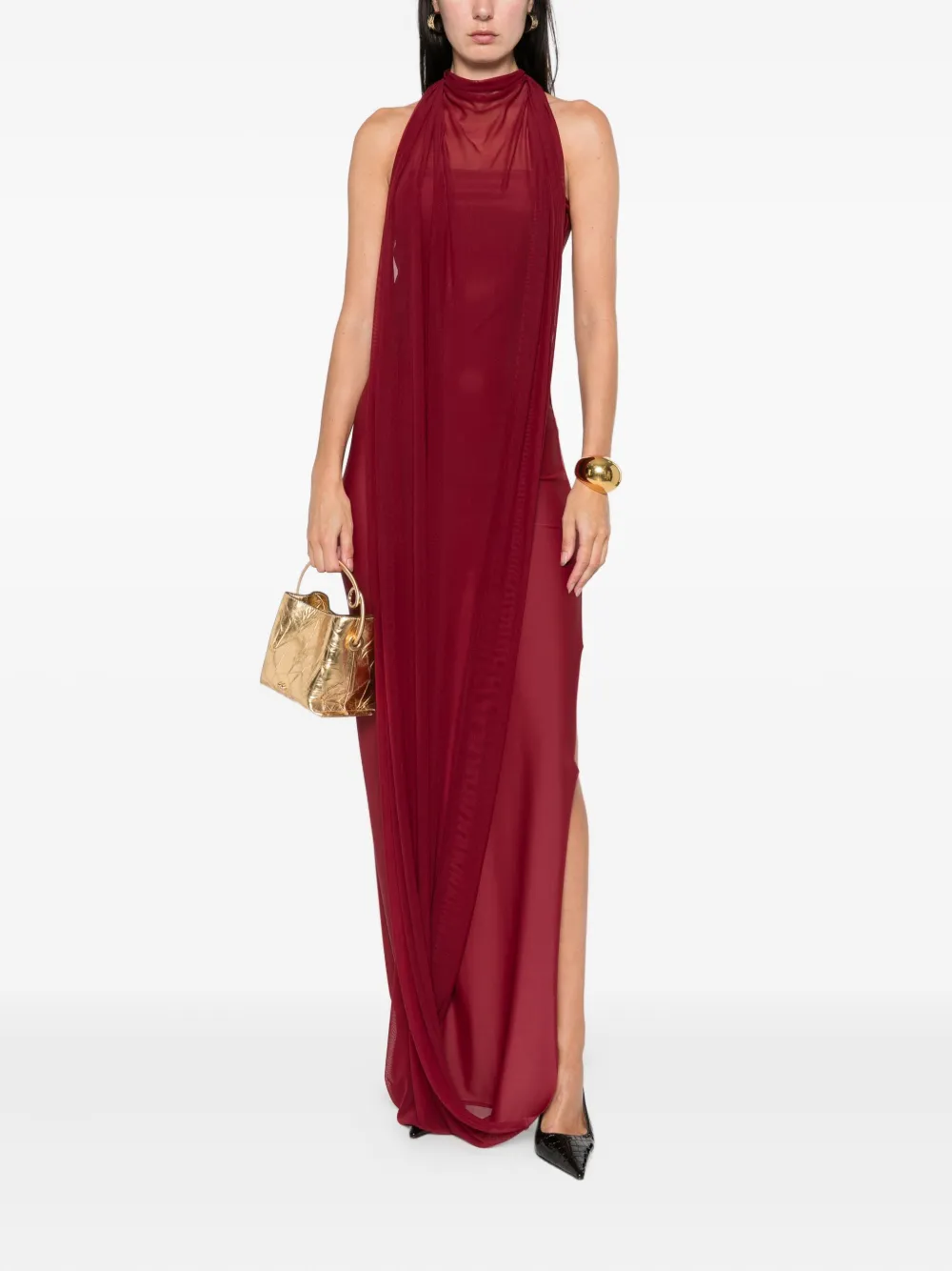 Atu Body Couture halterneck side-split gown - Rood