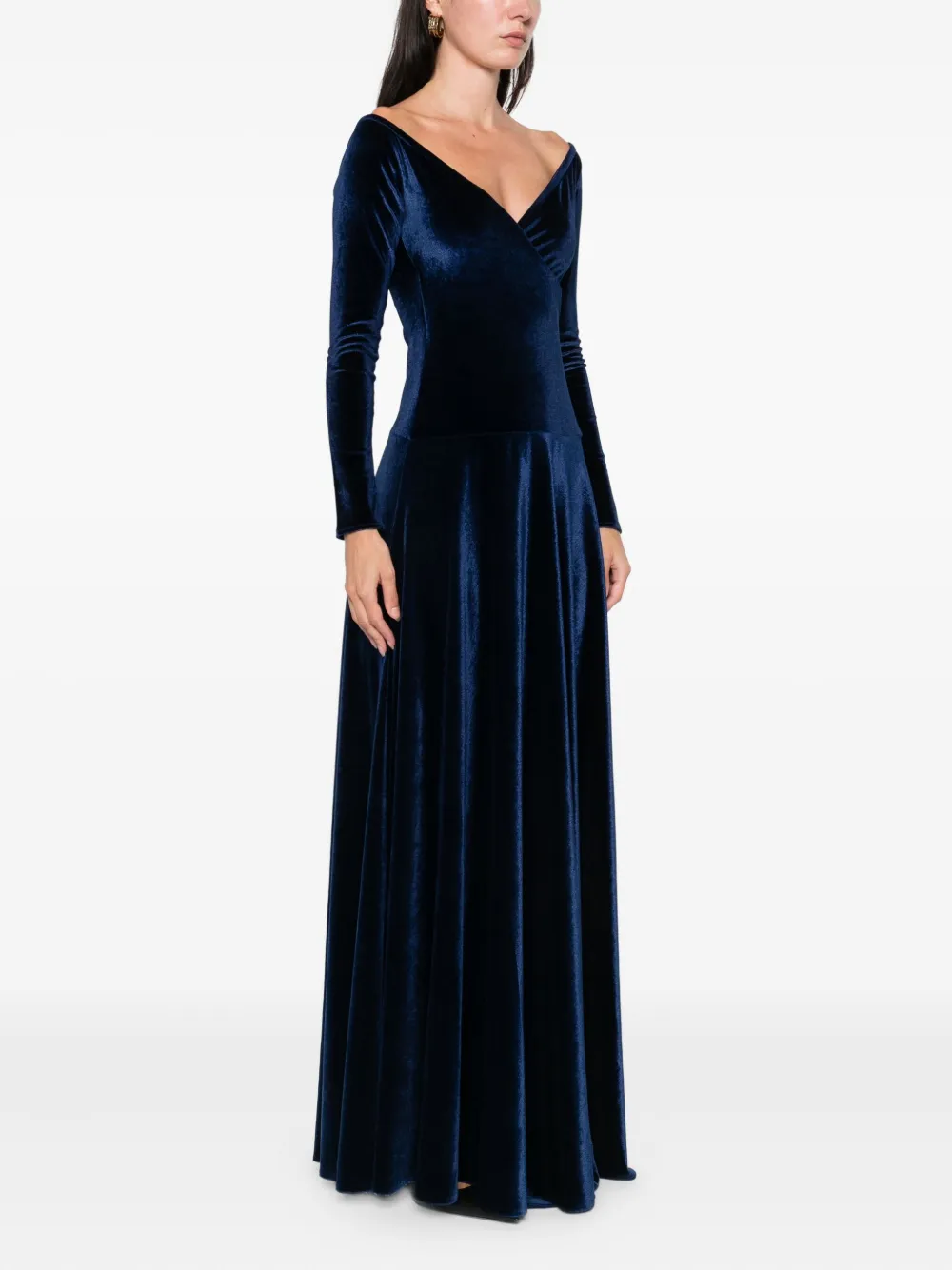 Atu Body Couture Velvet Gown In Blue