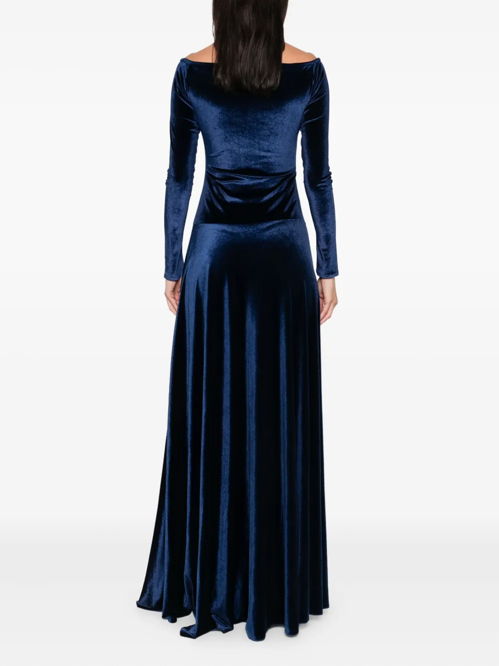 Atu Body Couture Velvet Gown In Blue