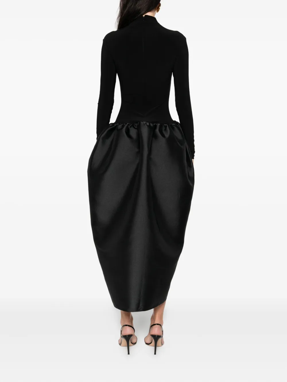 Atu Body Couture High-neck Gathered Dress In Black