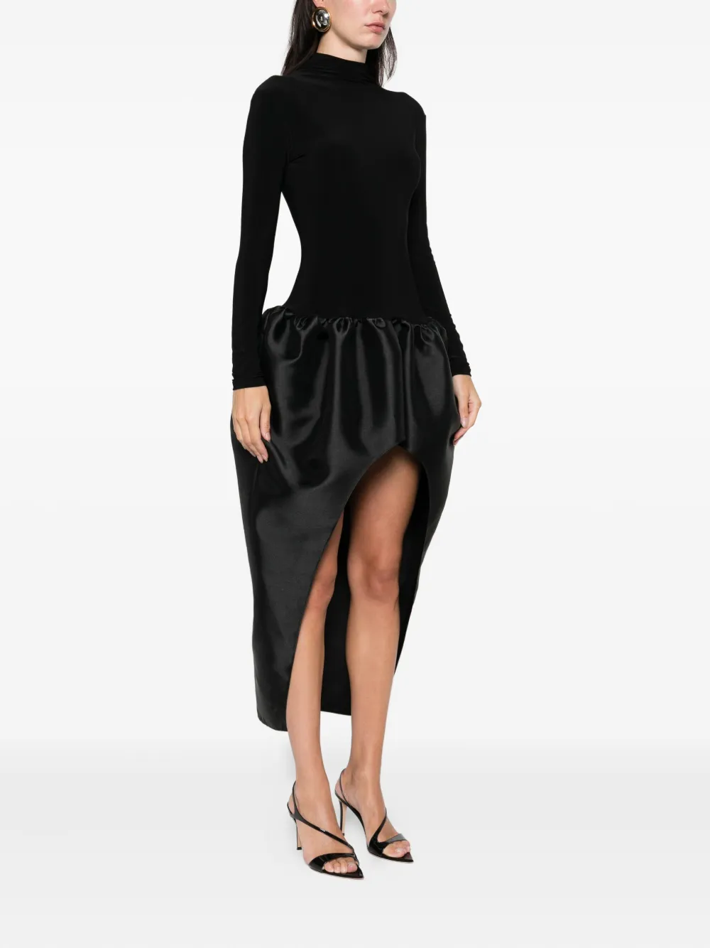 Atu Body Couture High-neck Gathered Dress In Black
