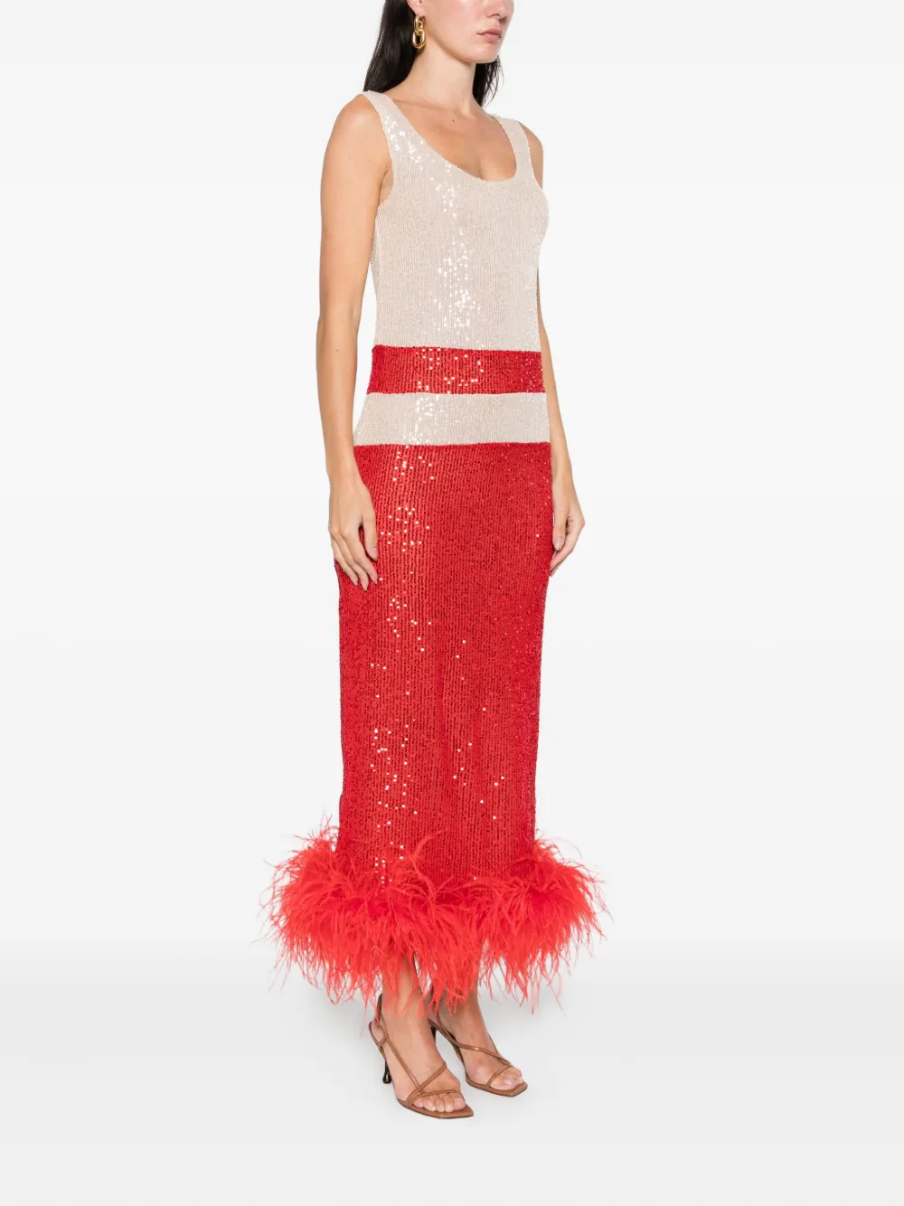 Atu Body Couture Sequins-embellishment Midi Dress In Red