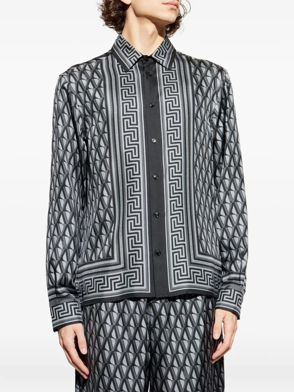 Versace Overhemd met geometrisch patroon Grijs