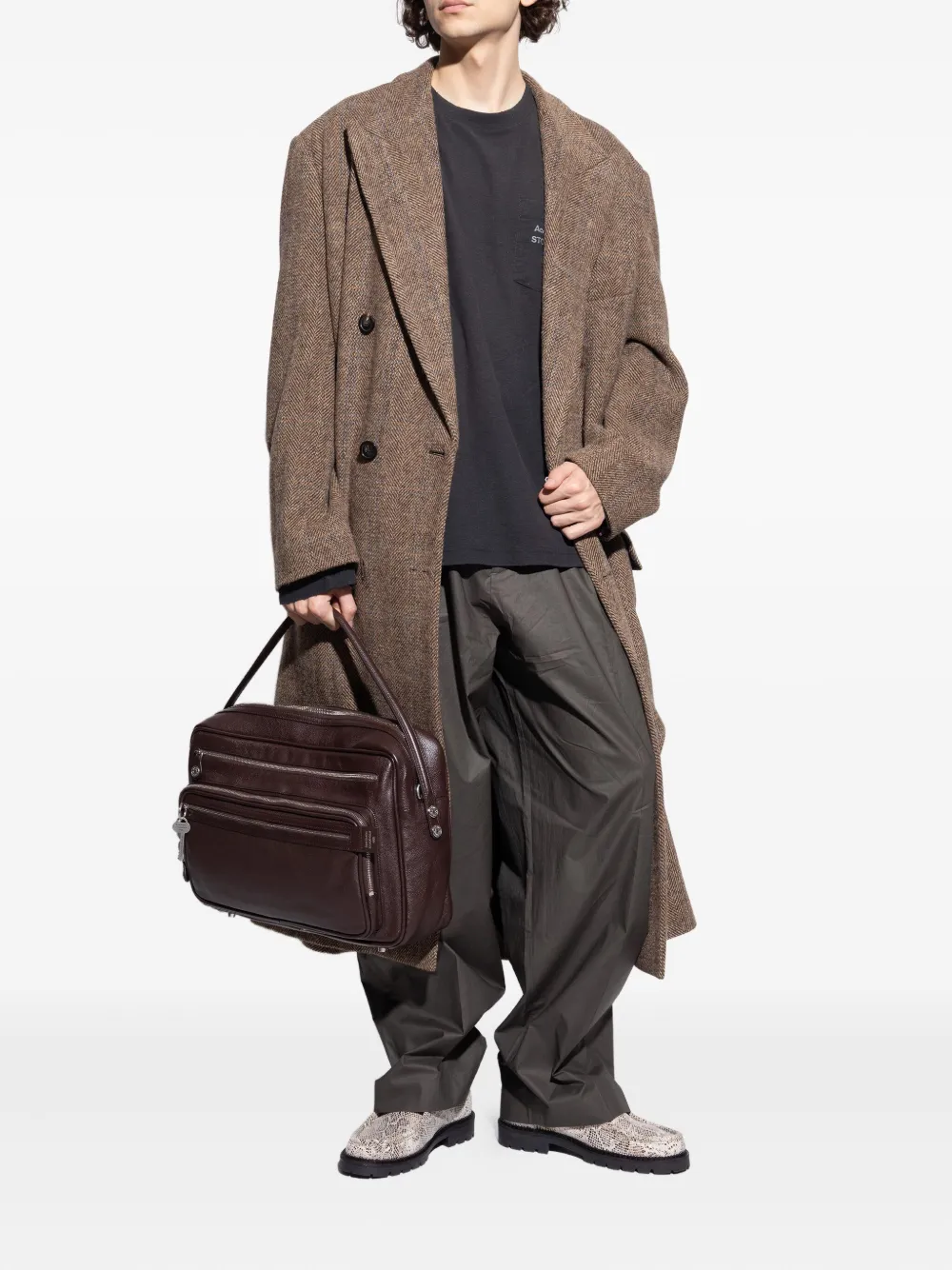 DUKE & DEXTER 30 mm Moby derby schoenen met slangen-effect Beige