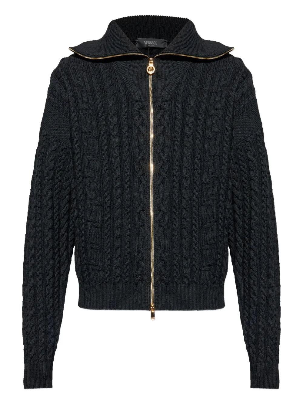 Versace cardigan zippé en maille torsadée | noir | Image 1