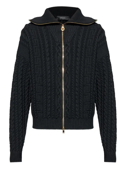Versace zip-up cable-knit cardigan