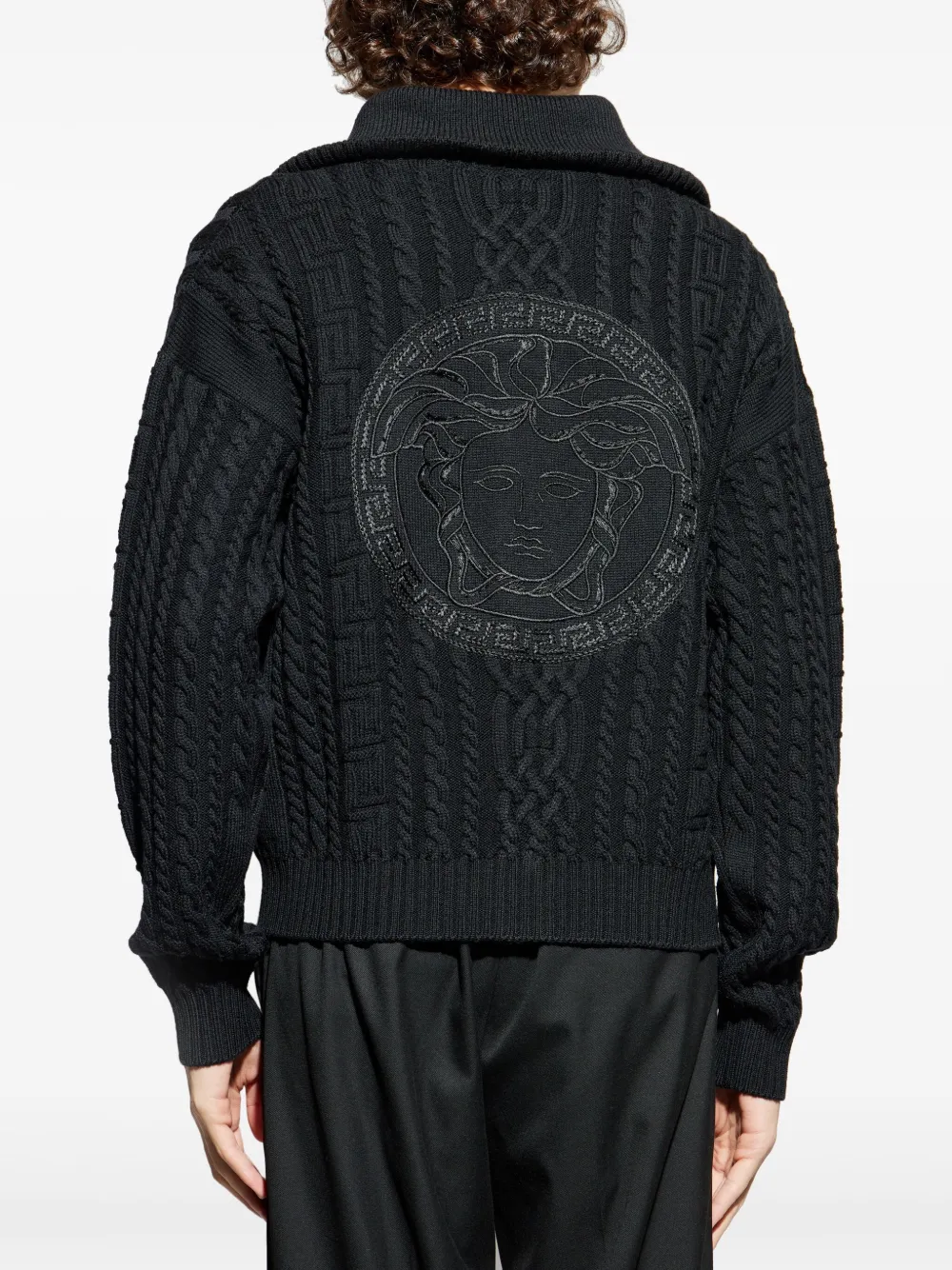 Versace Kabelgebreid vest met rits Zwart