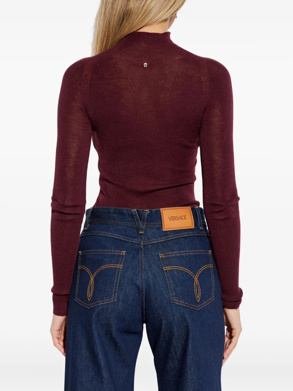 Versace Medusa-appliqué Sweater In Burgundy