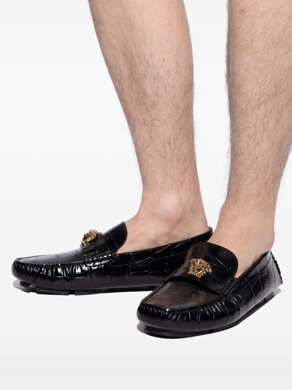Versace Loafers met Medusa patroon en ronde neus Zwart
