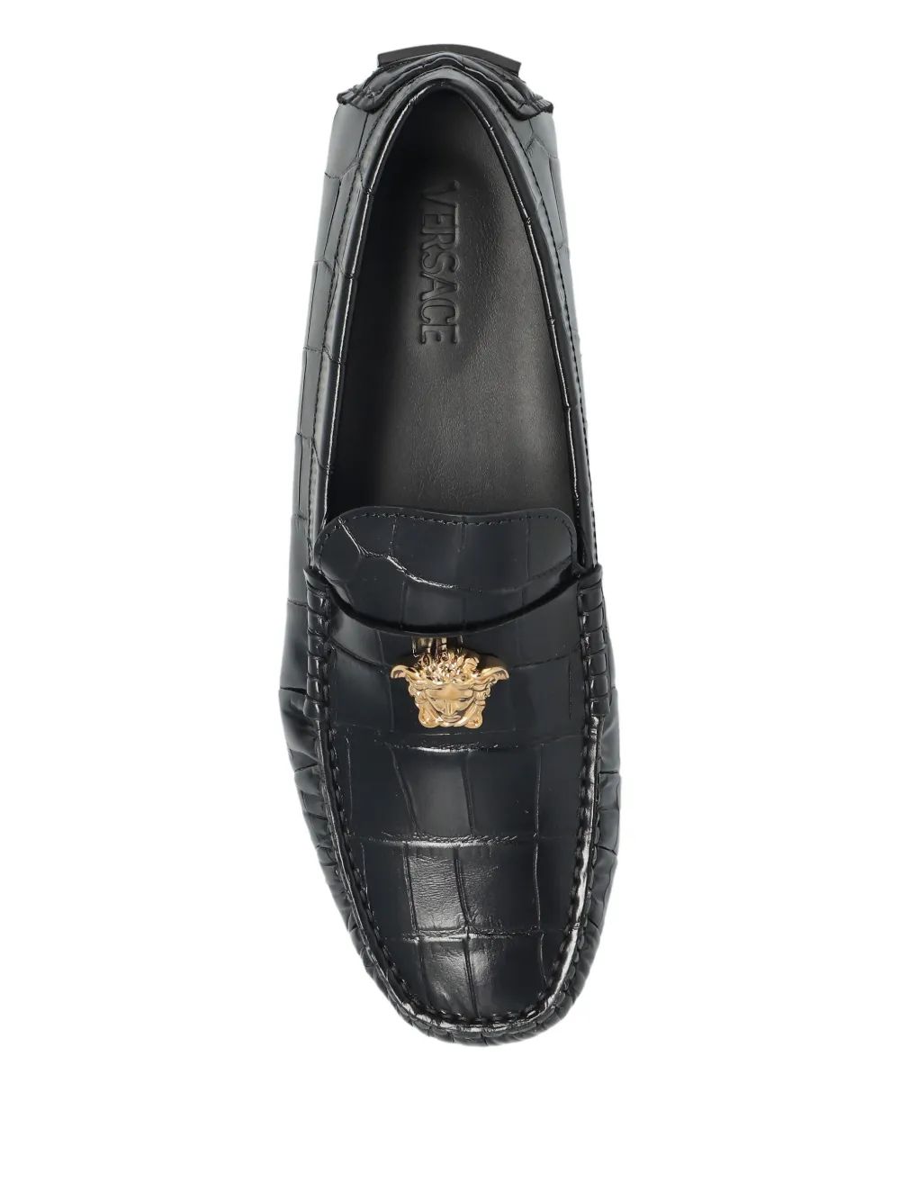 Versace Loafers met Medusa patroon en ronde neus Zwart