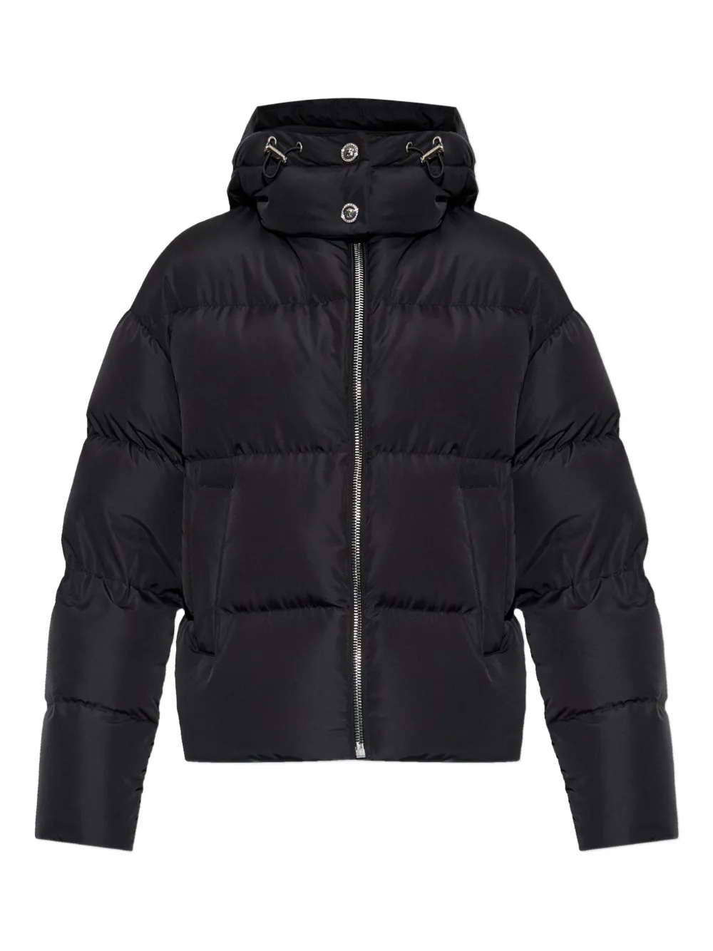 Versace Hooded Zip-fastening Jacket In Black