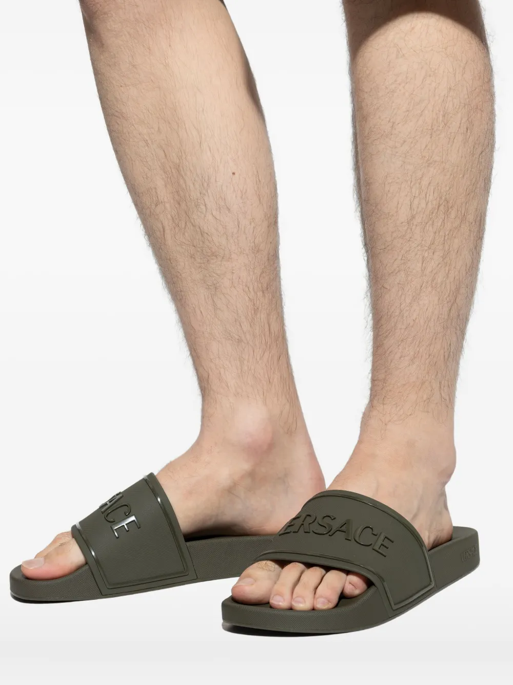 Versace logo-lettering slides Groen