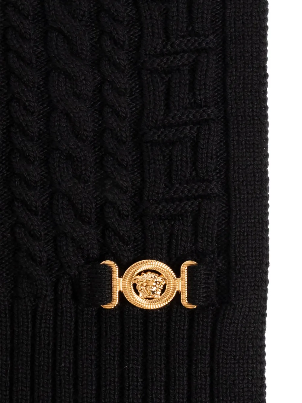 Versace cable-knit virgin-wool scarf - Zwart