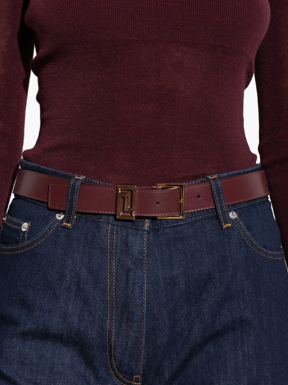 Versace Leren riem Rood