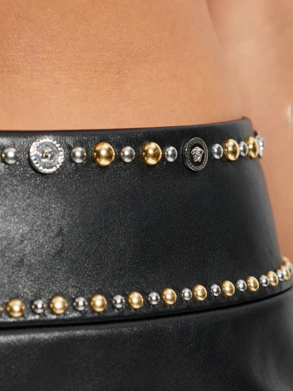 Versace Studded-embellishment Mini Skirt In Black