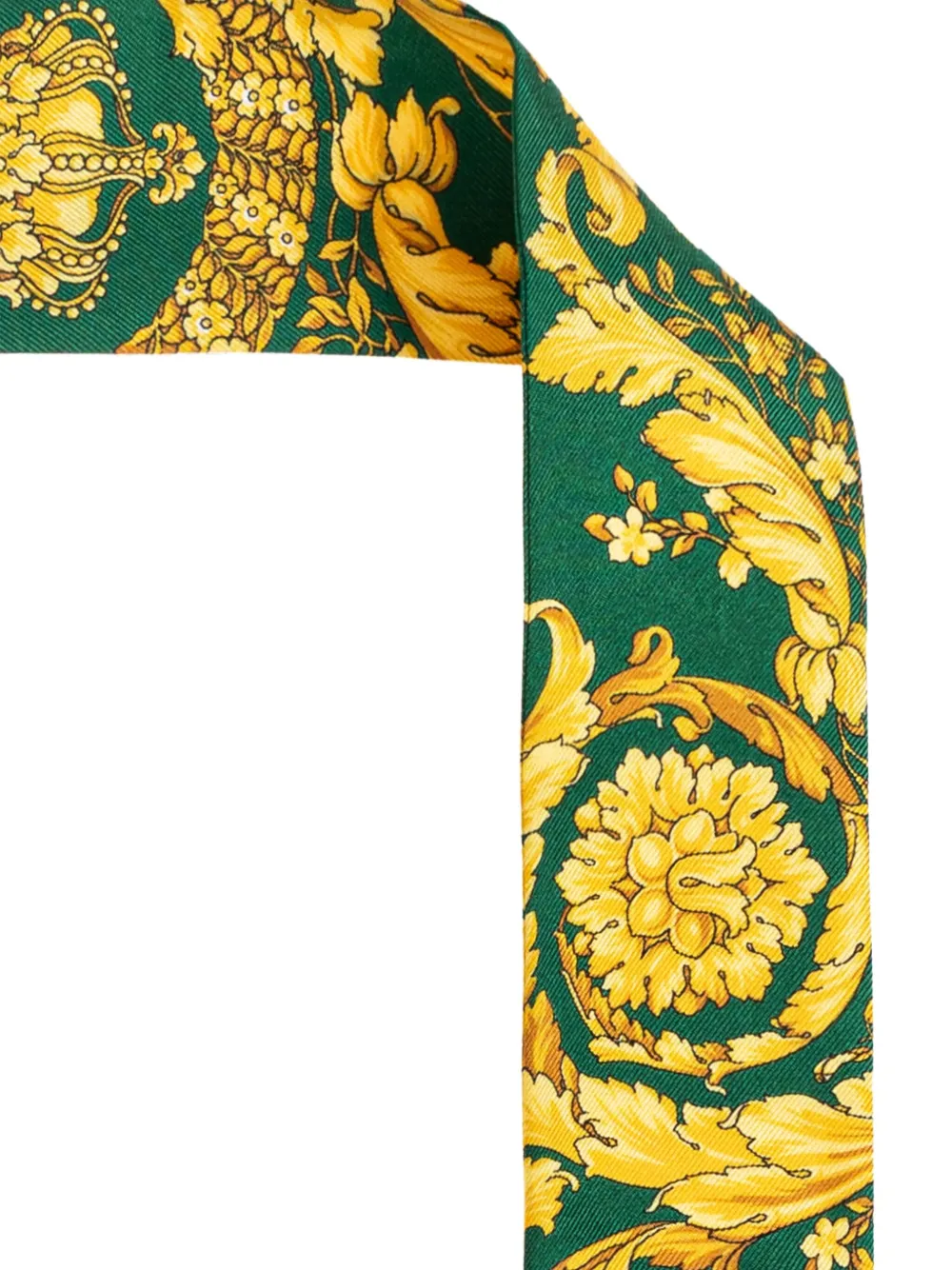 Versace Barocco Print Silk Scarf In Green