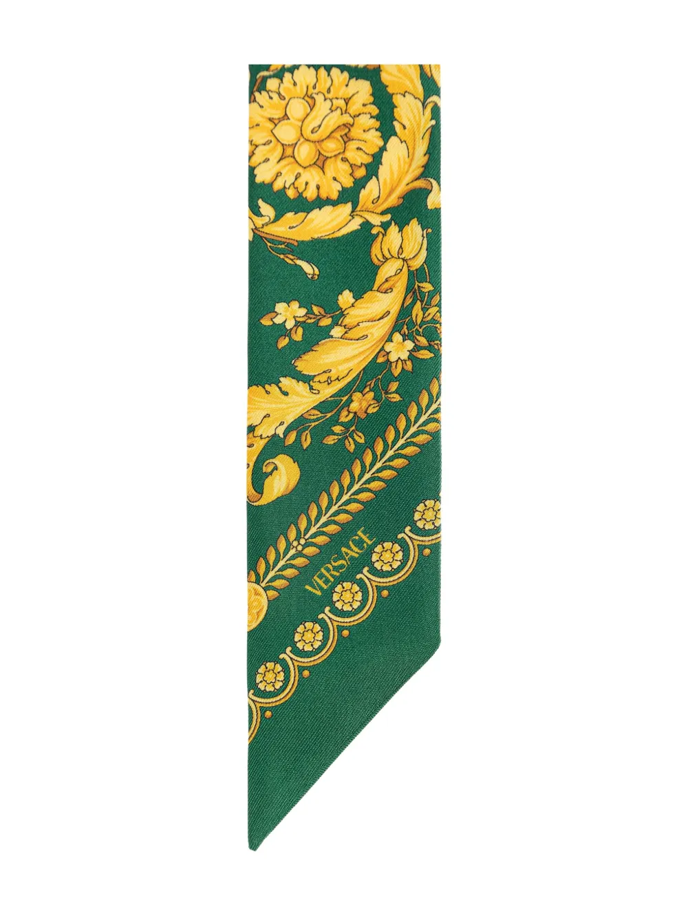 Versace Barocco Print Silk Scarf In Green