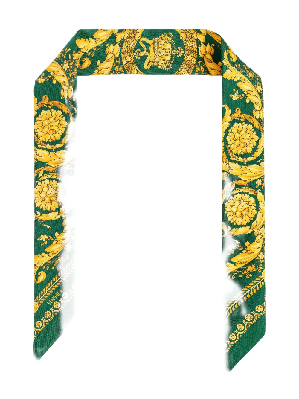 Versace Barocco Print Silk Scarf In Green