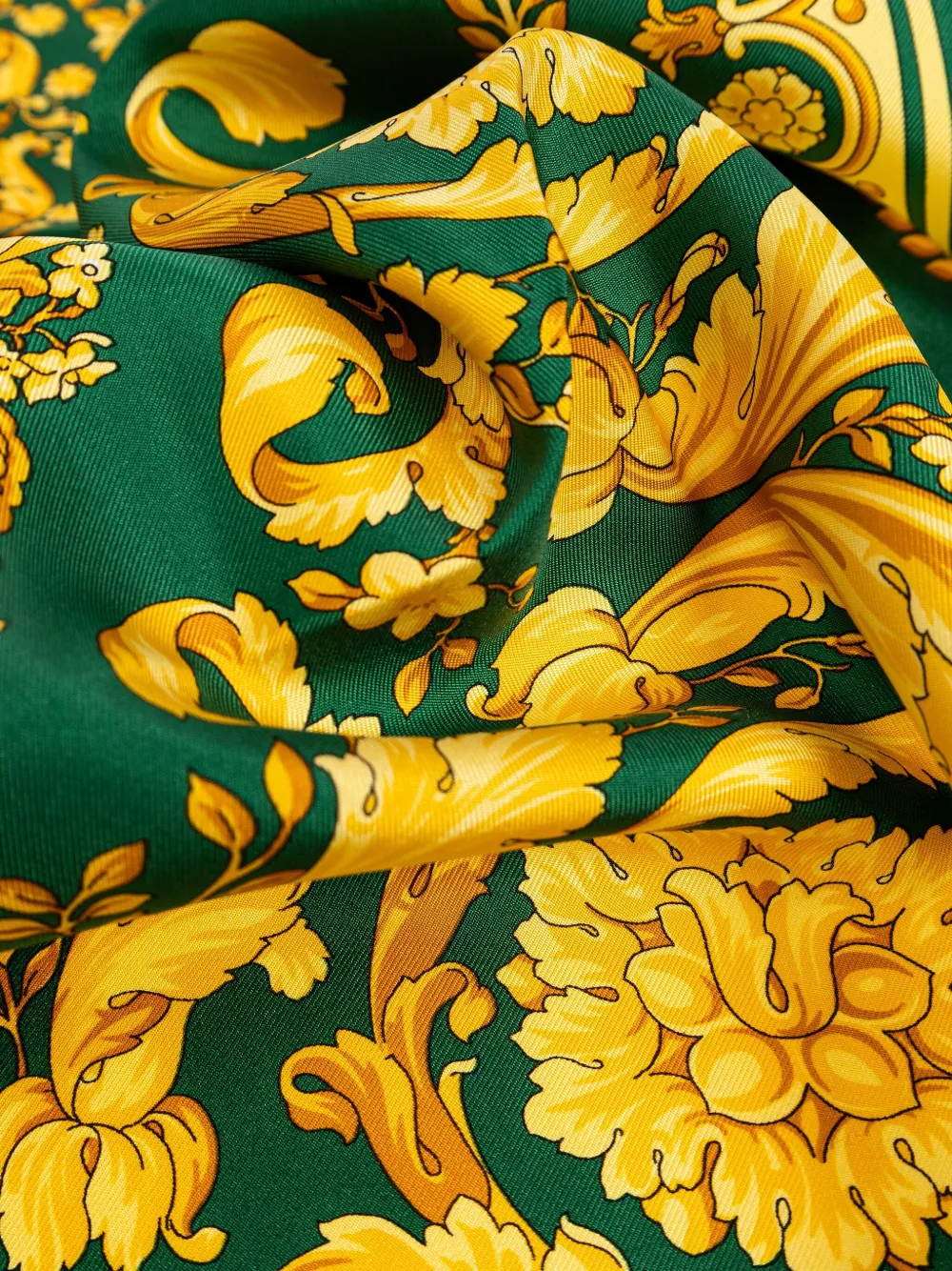 Versace Large Barocco Print Silk Scarf In Blue