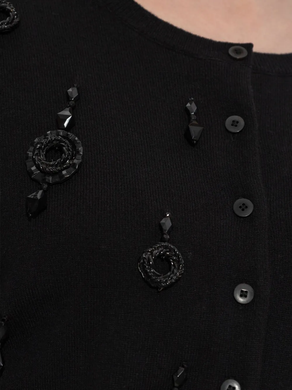 Tory Burch Embellished Button-fastening Sweater In Black