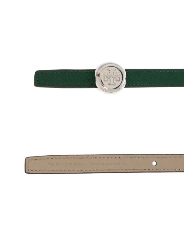 Tory Burch Reversible Beige/Mint GreenLeather Logo Belt with Silver-Tone Buckle Romy Reversible Belt: Women main image 2