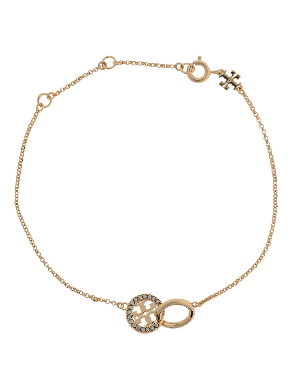 Tory Burch Logo-charm Bracelet In Gold