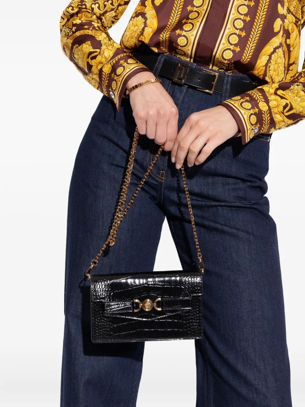 Versace Medusa '95 croc-effect mini clutch bag - Zwart