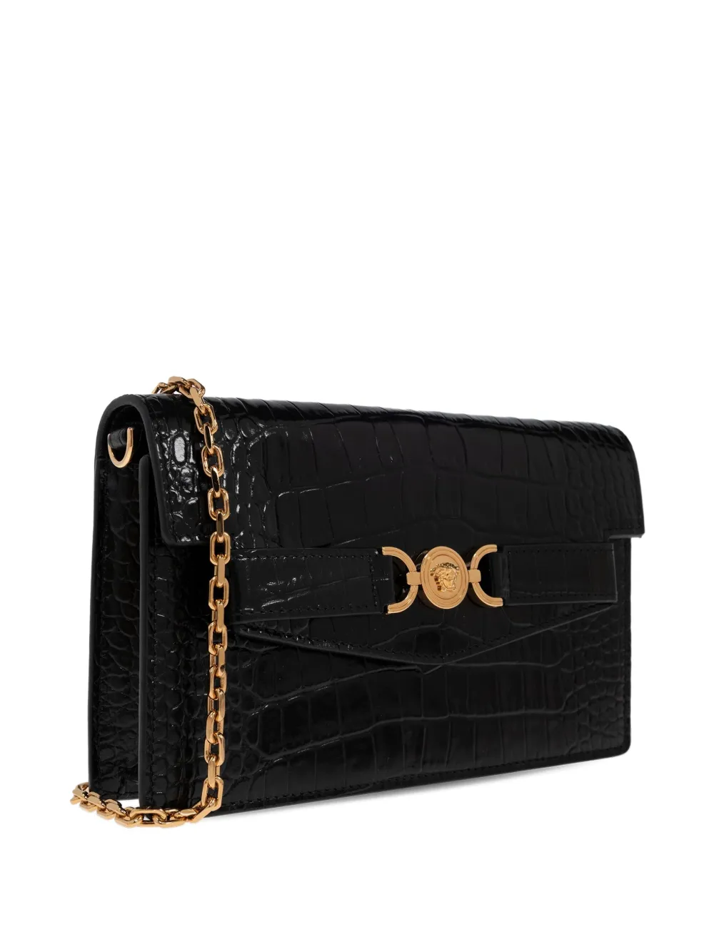 Versace Medusa '95 mini-clutch met krokodillen-reliëf Zwart