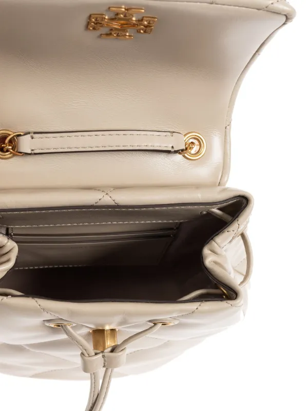 Tory Burch Cream Quilted Backpack with Gold Logo Mini Kira Diamond Quilt Backpack: Women main image 4