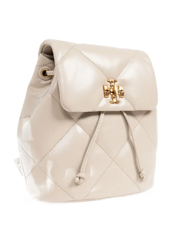 Tory Burch Cream Quilted Backpack with Gold Logo Mini Kira Diamond Quilt Backpack: Women main image 3