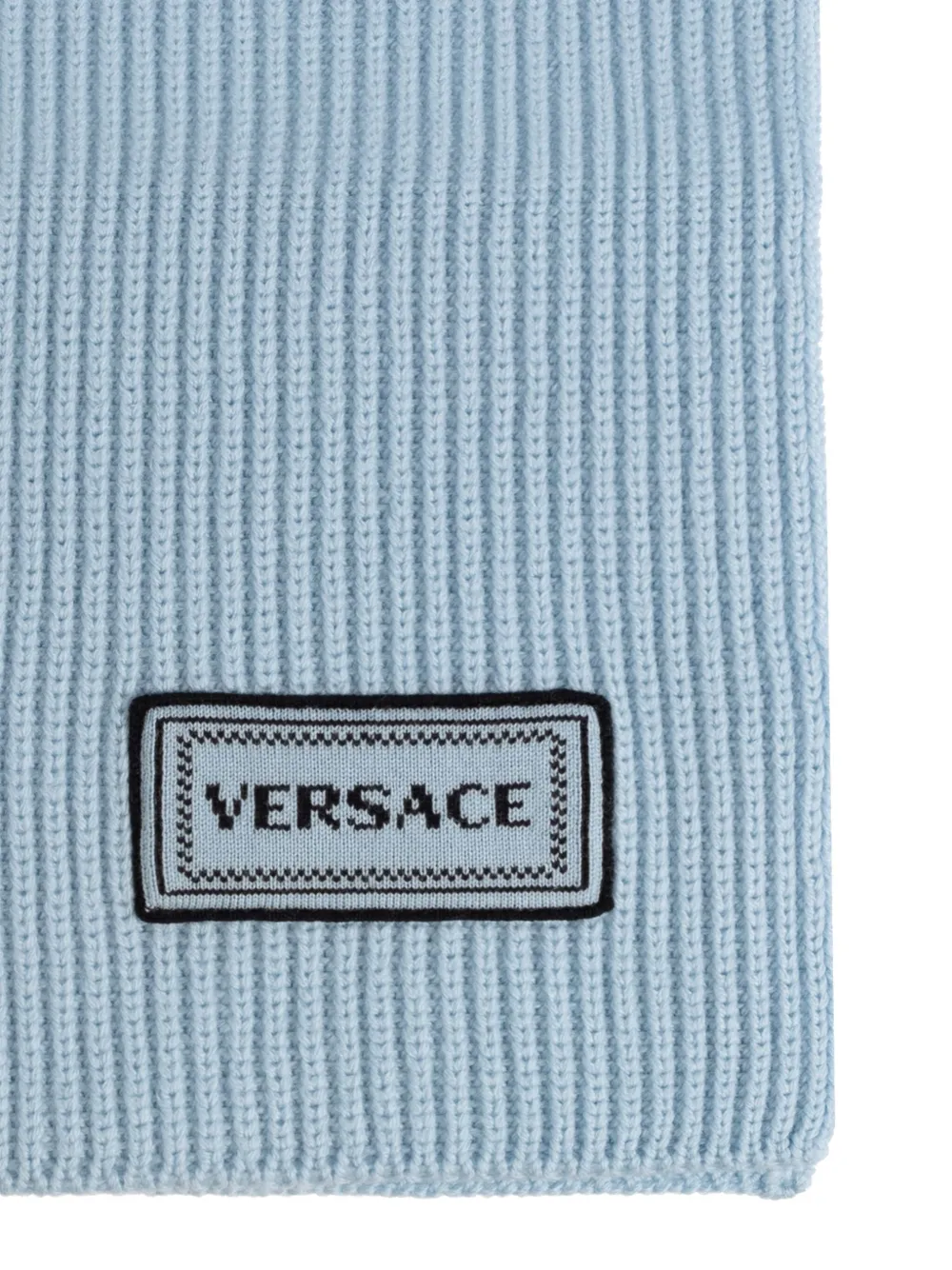Versace ribbed logo-detail scarf - Blauw