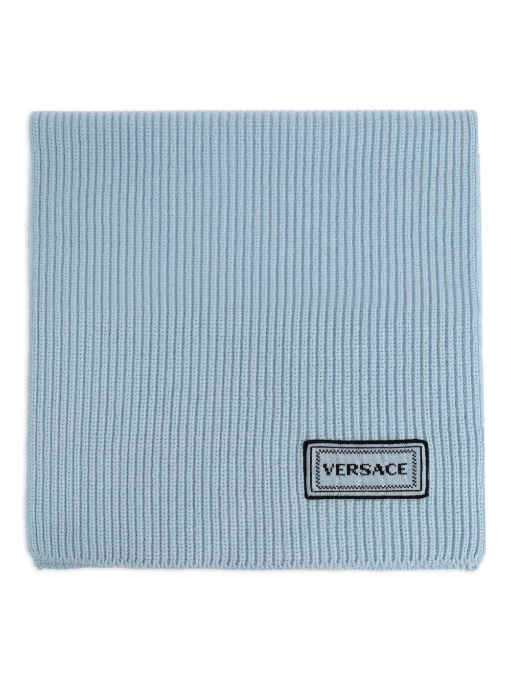 Versace ribbed logo-detail scarf - Blu