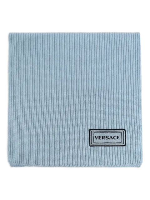 Versace mascada tejida de canalé con detalle del logo