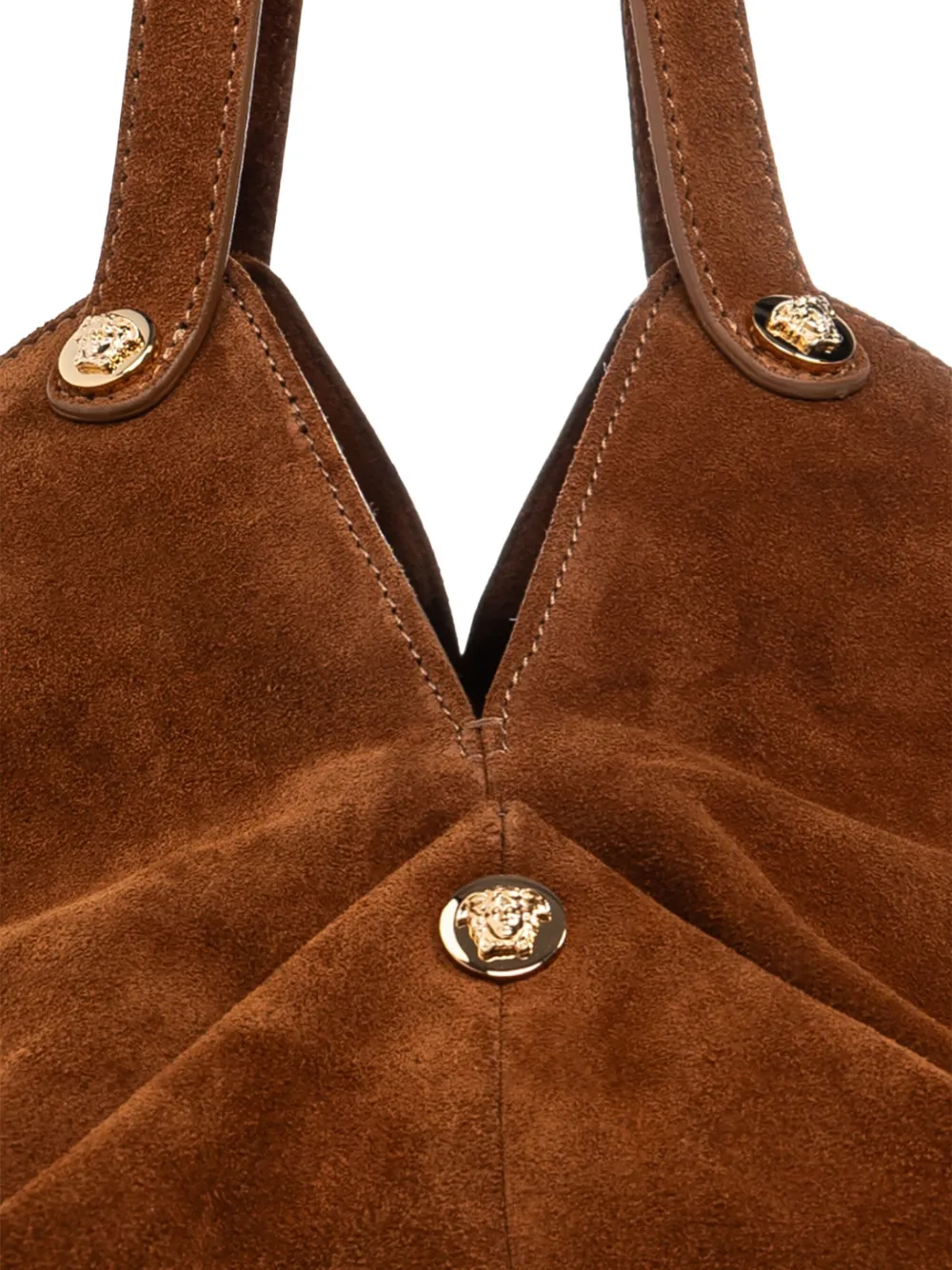 Versace Protea suède schoudertas Bruin