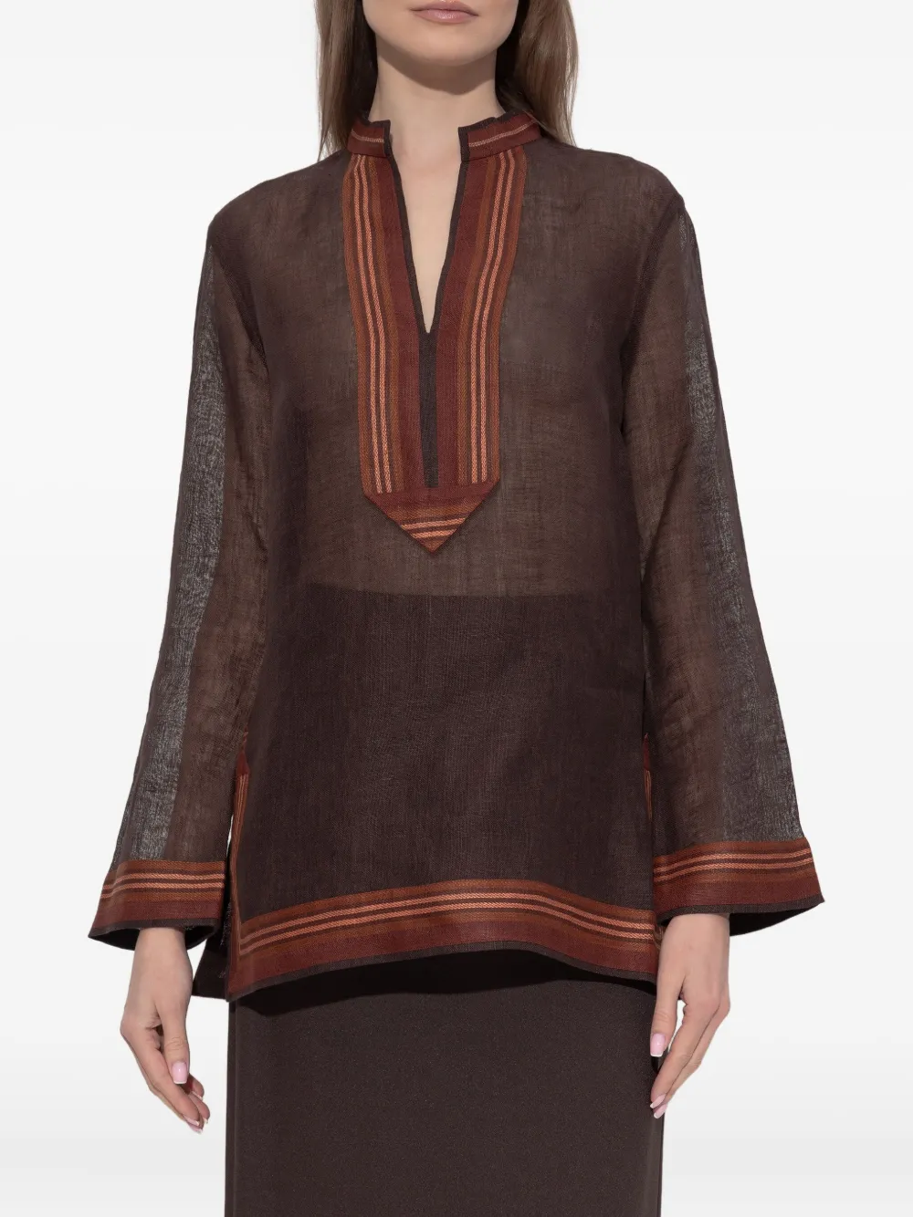 Tory Burch Blouse met gestreept detail Bruin