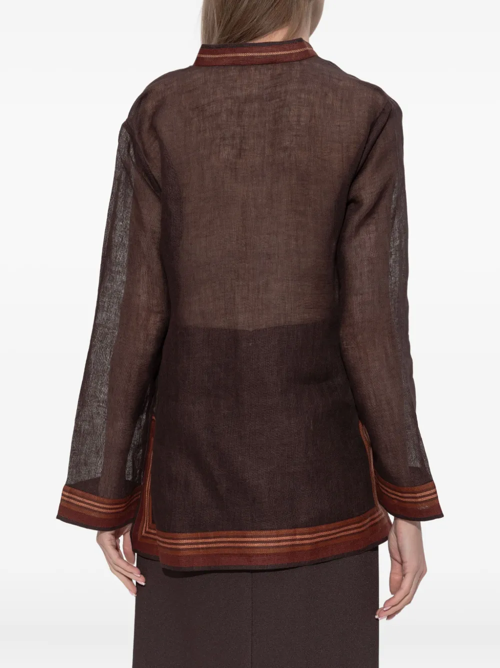 Tory Burch Blouse met gestreept detail Bruin
