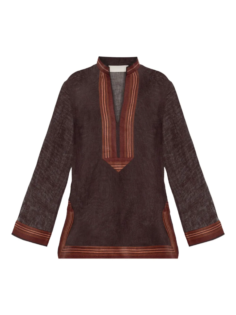 Tory Burch striped-detail blouse - ブラウン Tory Burch striped-detail blouse - ブラウン