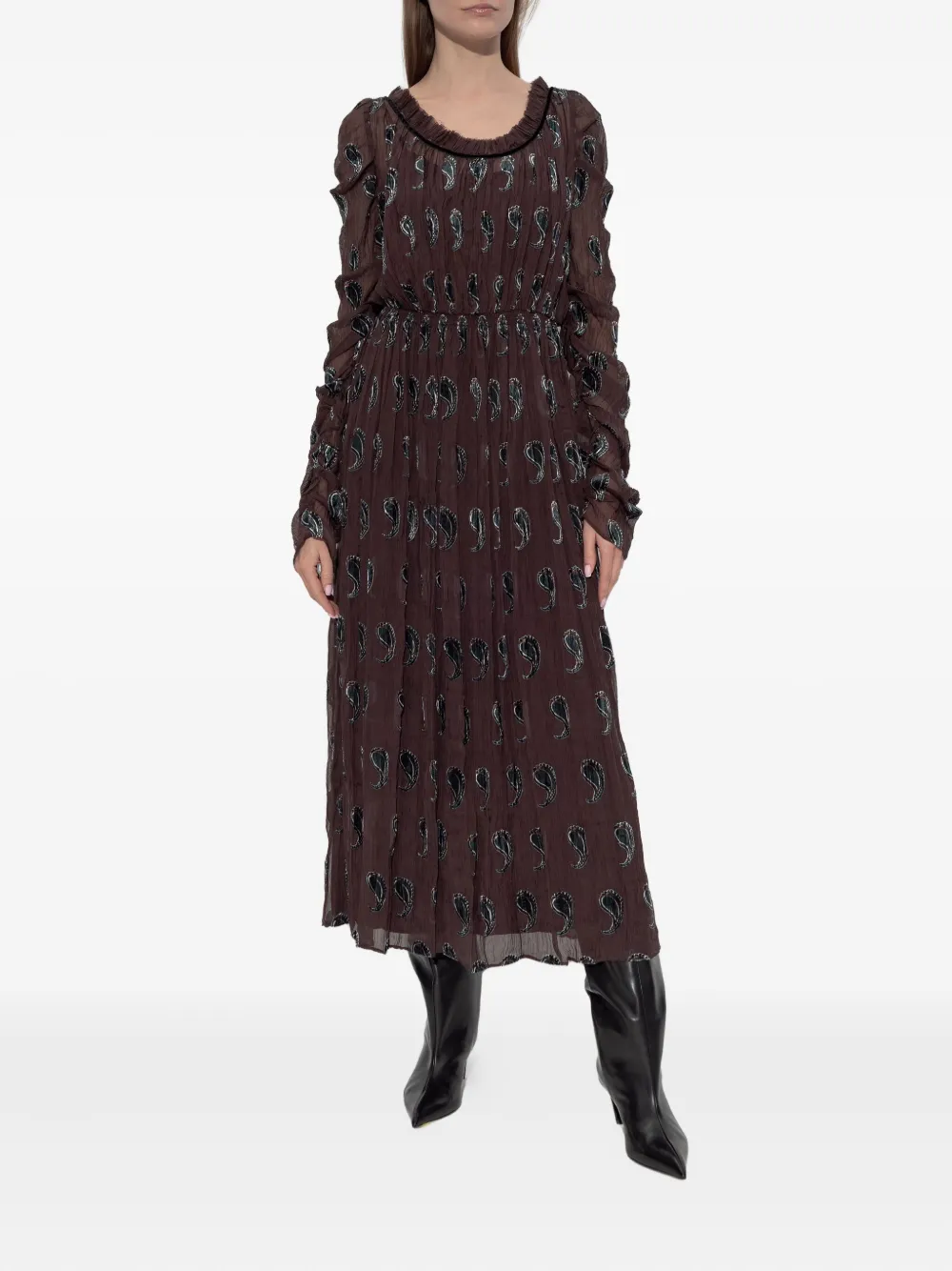 Tory Burch paisley-print midi dress - Bruin