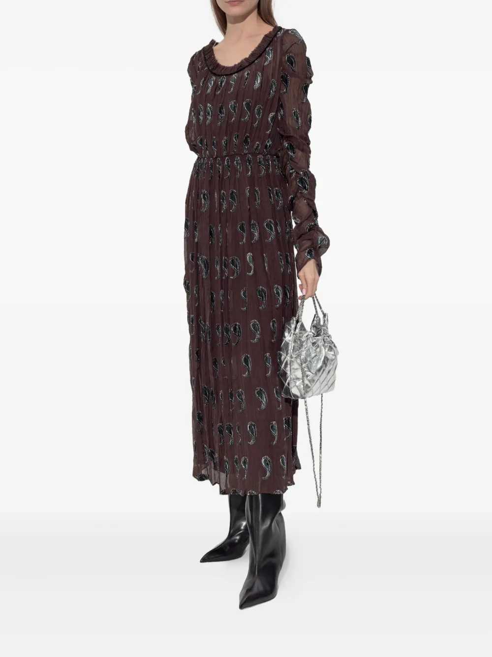 Tory Burch Paisley-print Midi Dress In Brown