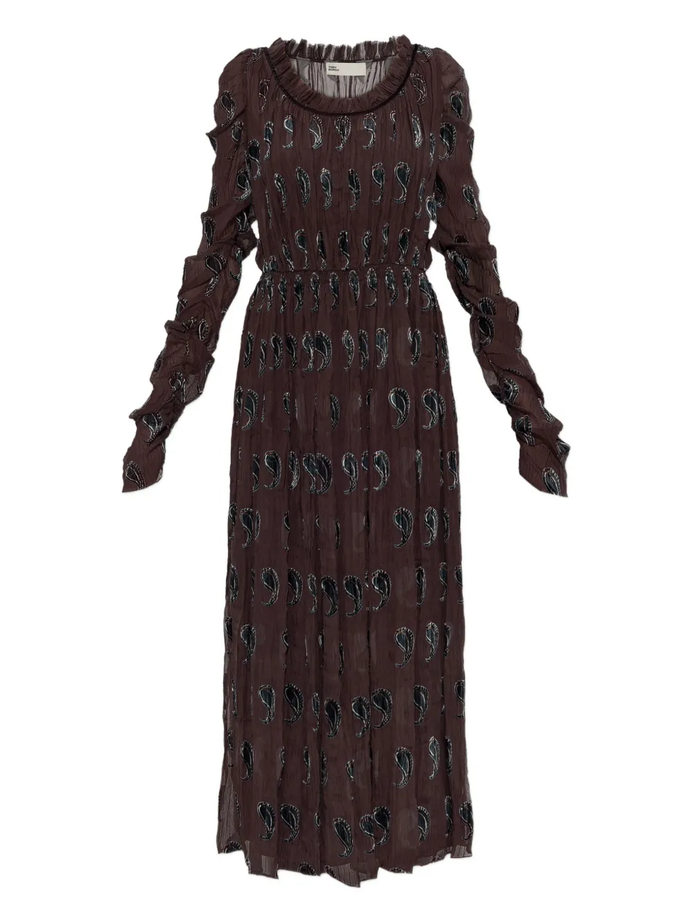 Tory Burch paisley-print midi dress - ブラウン Tory Burch paisley-print midi dress - ブラウン