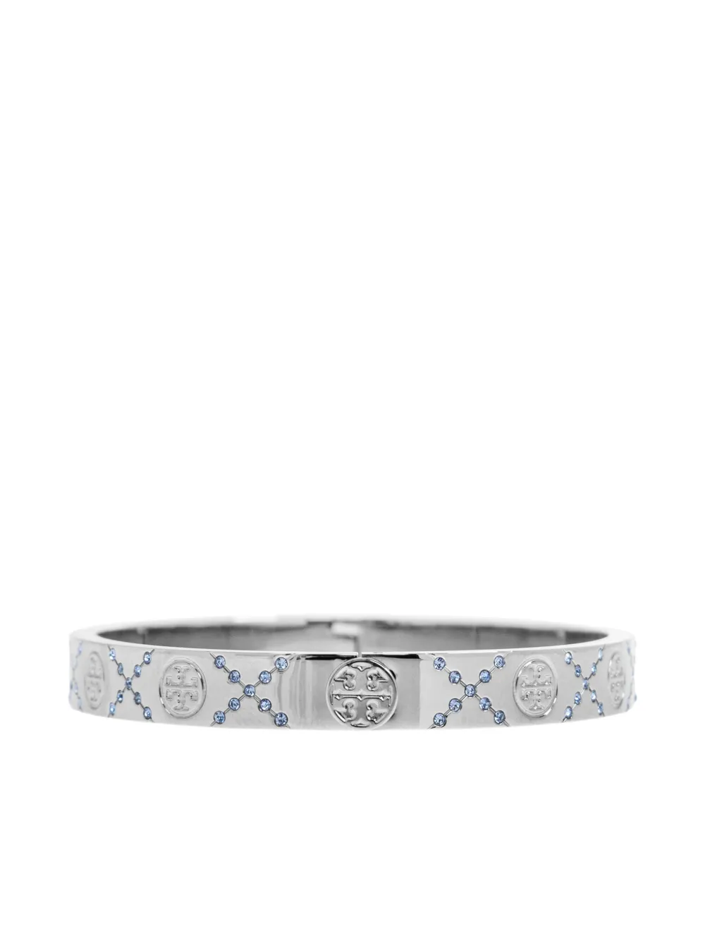 Tory Burch Logo-embossed Bracelet In Silver