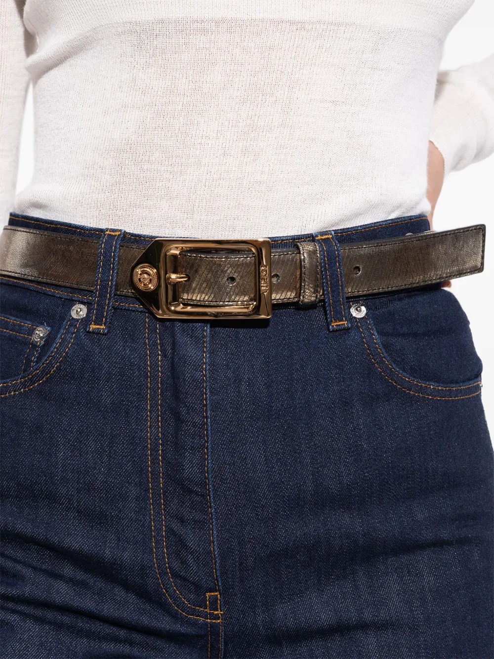 Versace Medusa Head leren riem Goud