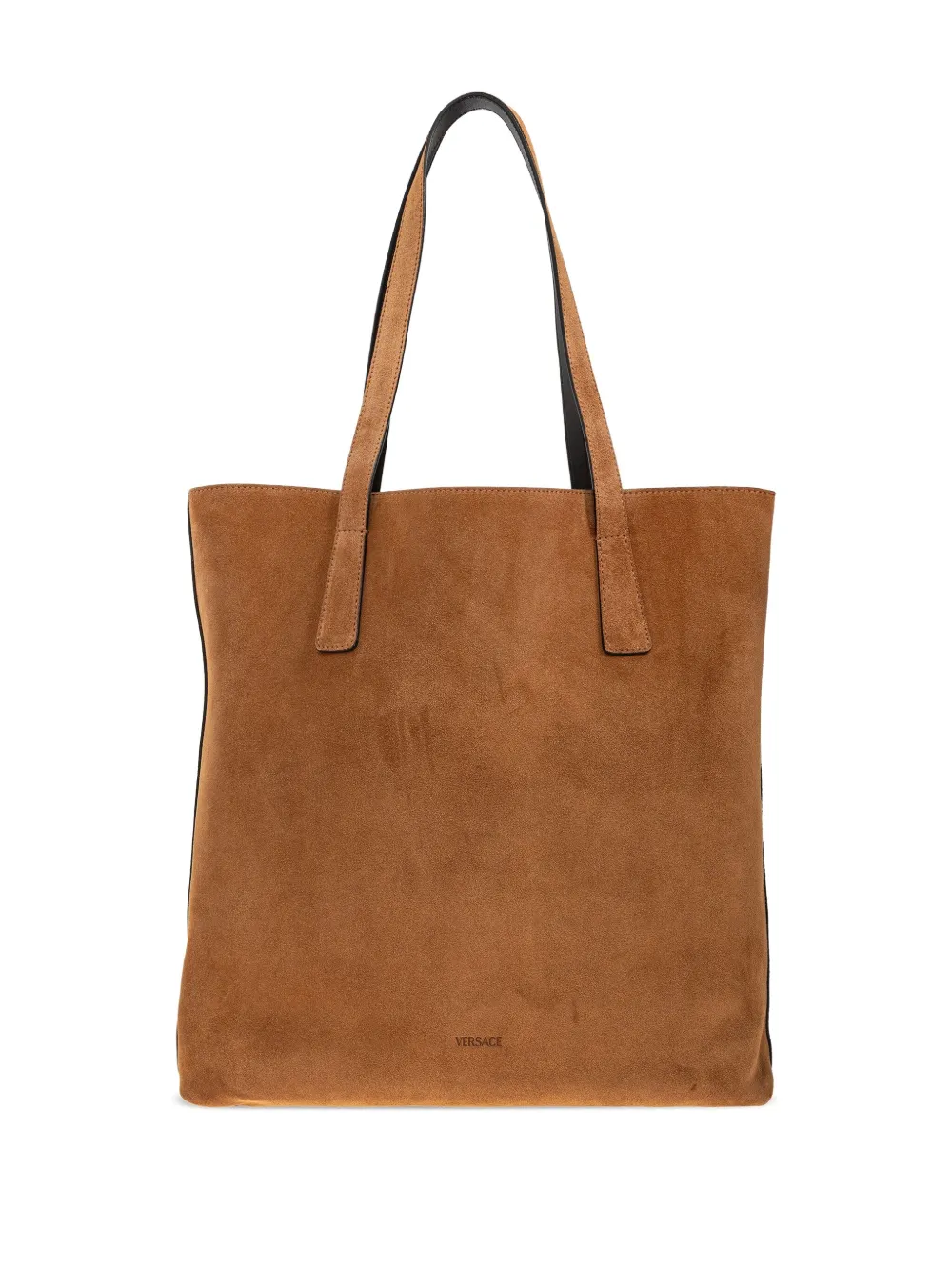 Versace La Medusa Suede Tote Bag In Brown